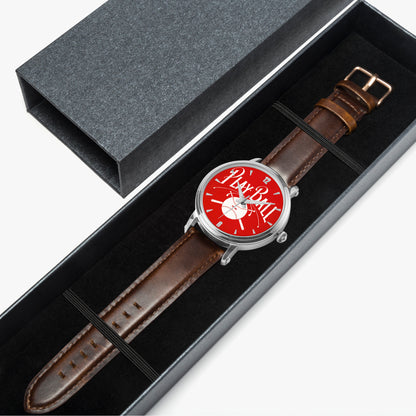 1918 Play Ball Baseball Art Watch with Red Face and leather band