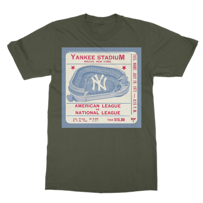 1977 New York Yankees Ticket Stub Classic Heavy Cotton Adult T-Shirt