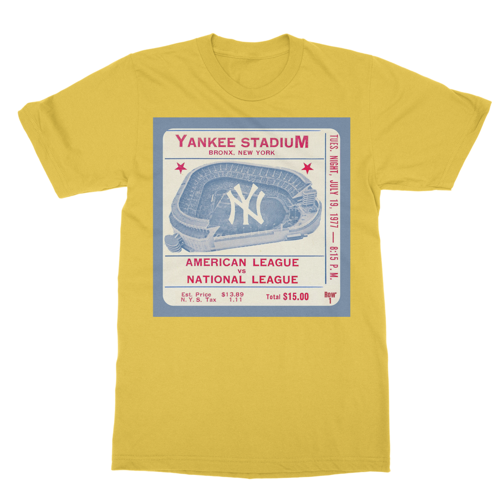 1977 New York Yankees Ticket Stub Classic Heavy Cotton Adult T-Shirt