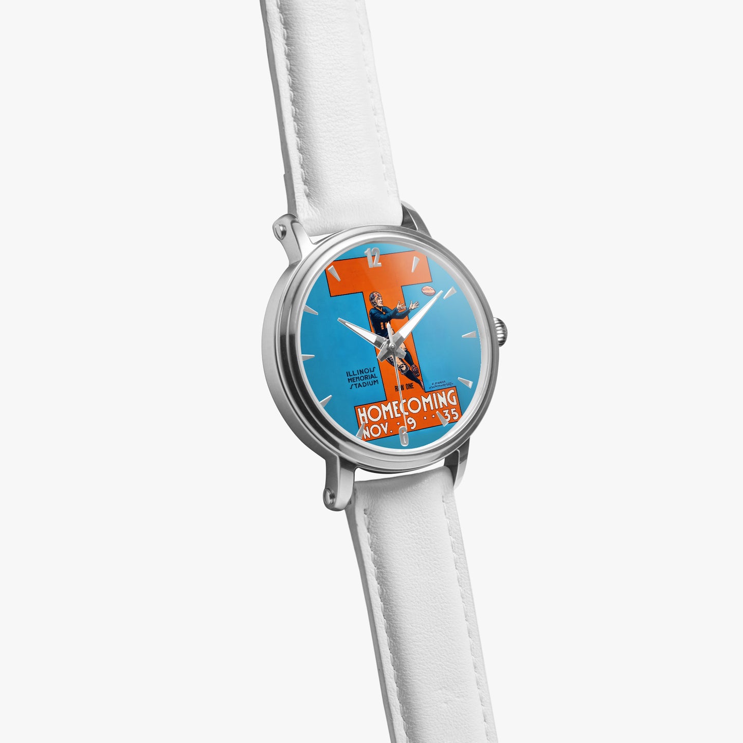 Row One Brand vintage Illinois football art watch with leather band