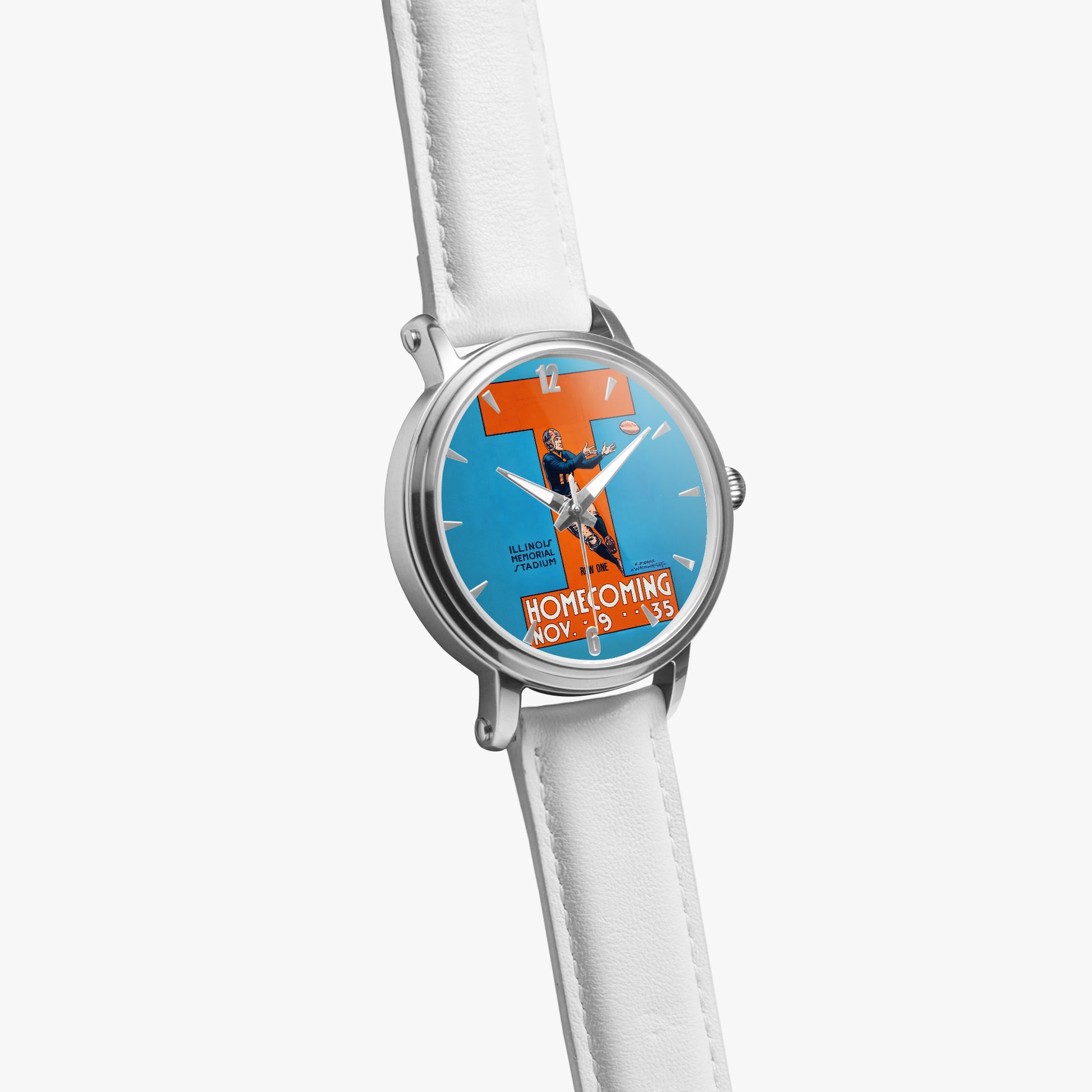 Row One Brand vintage Illinois football art watch with leather band