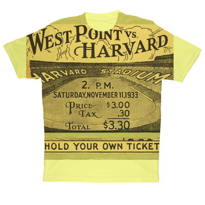 1933 West Point vs. Harvard Football Ticket Sublimation Performance Adult T-Shirt