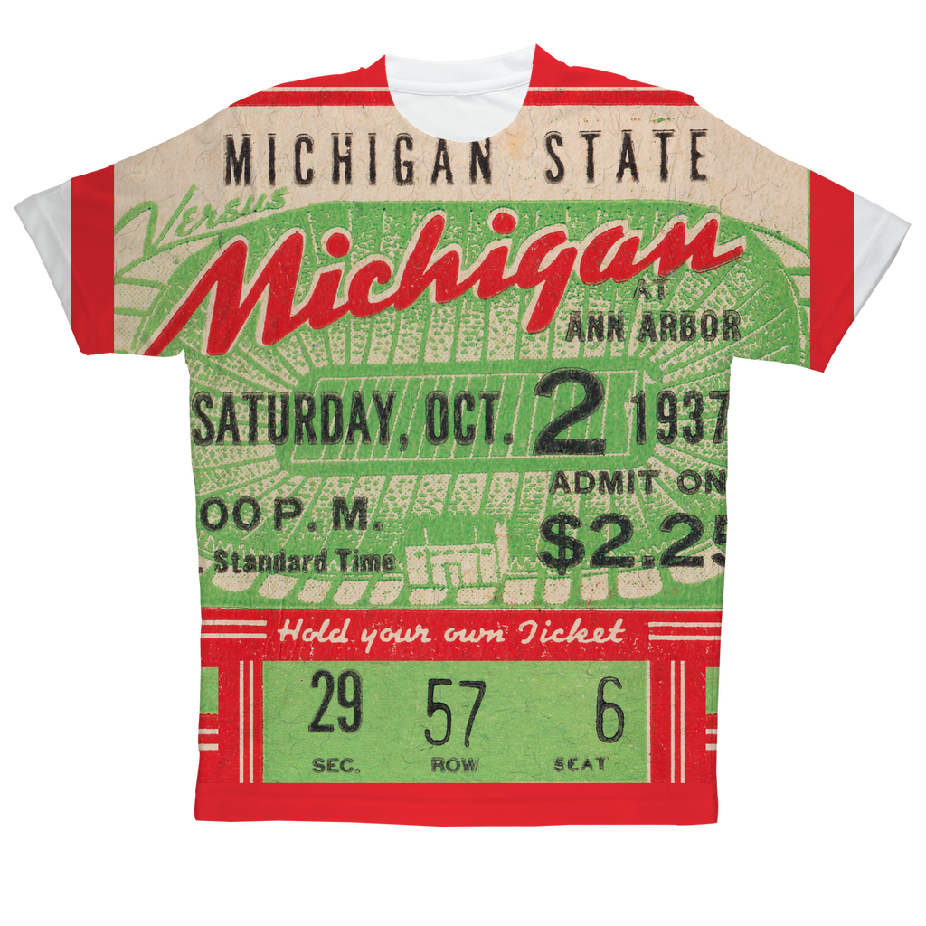 1937 Michigan vs. Michigan State Football Ticket Tee | Row One Brand Vintage Ticket T-Shirts