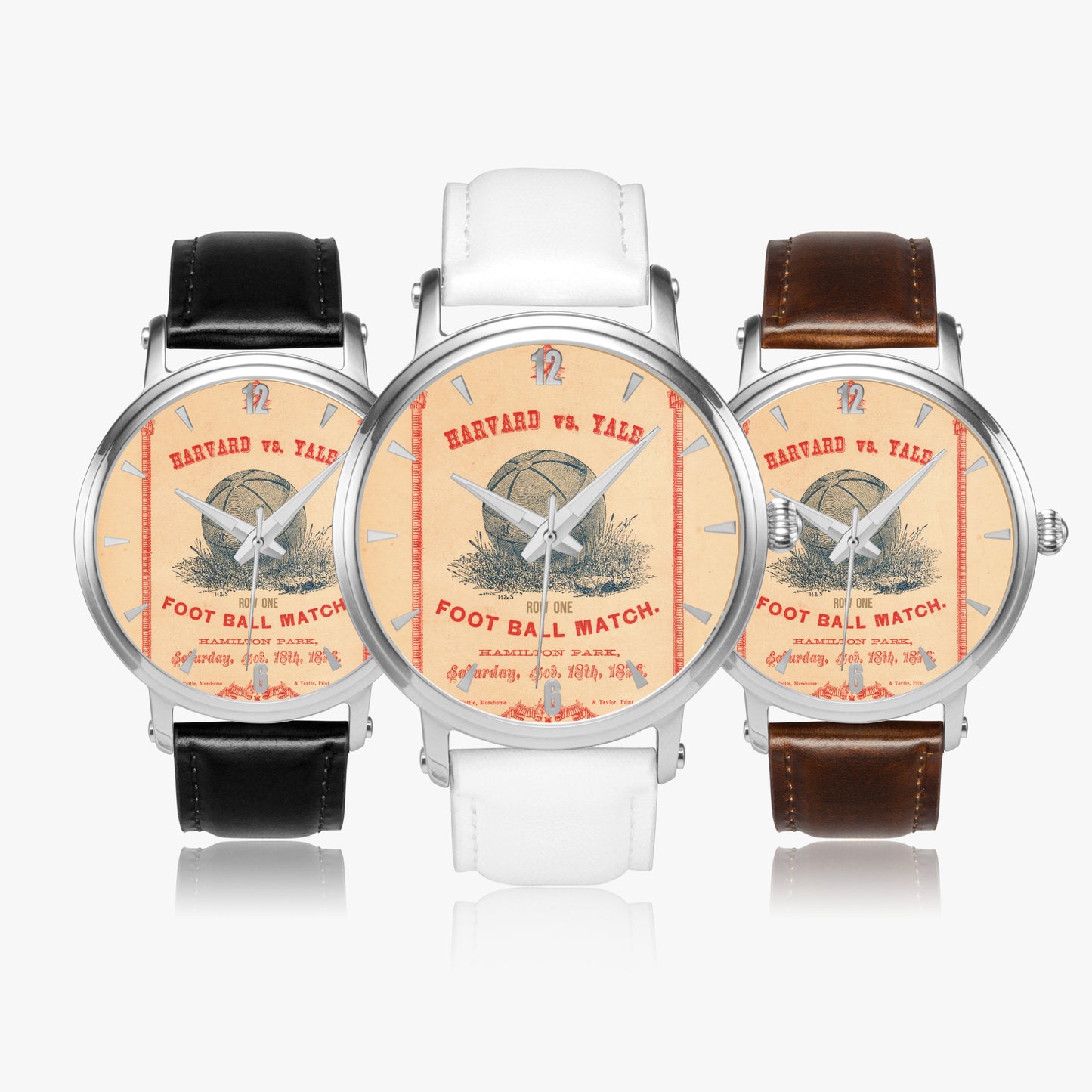 Three 1876 Harvard-Yale Football Program Cover Art Watches from Row One Brand
