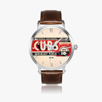 Brown Leather 1934 Chicago Cubs Baseball Score Card Art Watch from Row One Brand