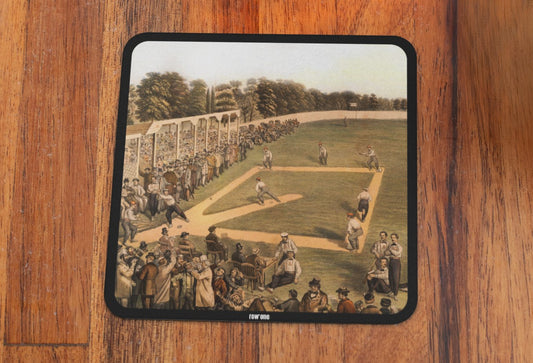 Early Baseball Game Art Showing 1867 Second Great Match Baseball Art | Drink Coasters from Row One Brand