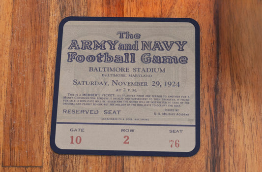 1924 Army vs. Navy Football Ticket Drink Coasters