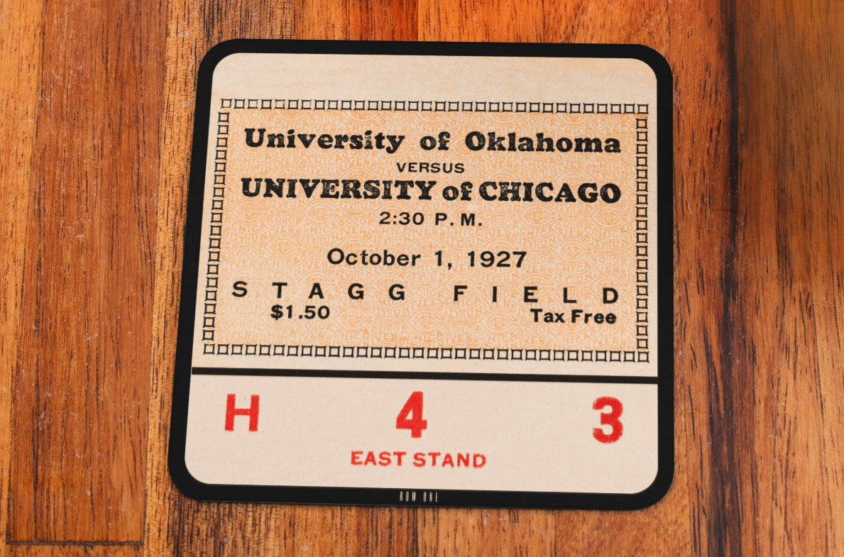 1927 Chicago vs. Oklahoma Football Ticket Drink Coasters