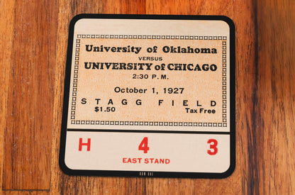 1927 Chicago vs. Oklahoma Football Ticket Drink Coasters
