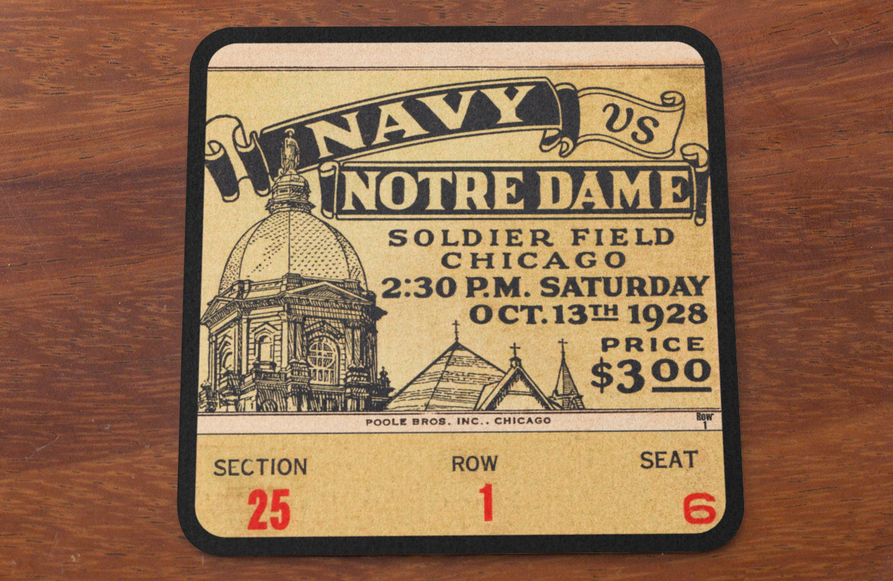 2024 Father's Day Gift Ideas | 1928 Notre Dame vs. Navy Football Ticket Drink Coasters | Row One Brand