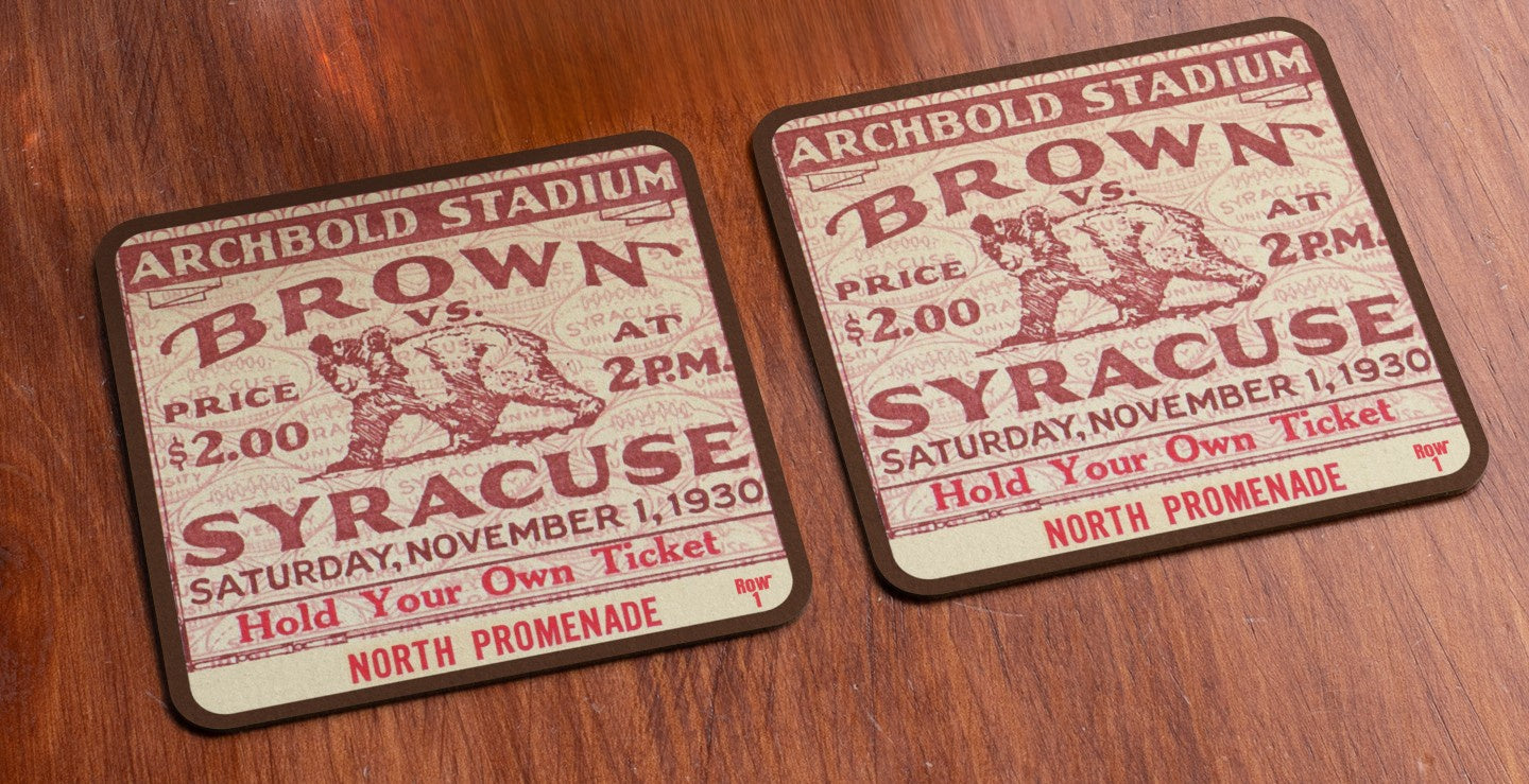 1930 Brown vs. Syracuse Football Ticket Drink Coasters