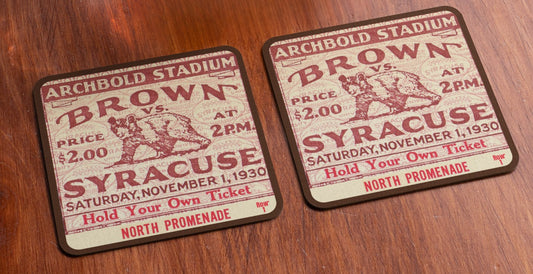 1930 Brown vs. Syracuse Football Ticket Drink Coasters