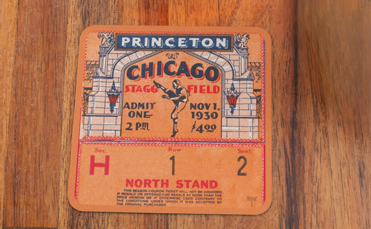 Luxury Drink Coasters | 1930 Chicago vs. Princeton Football Ticket Drink Coasters