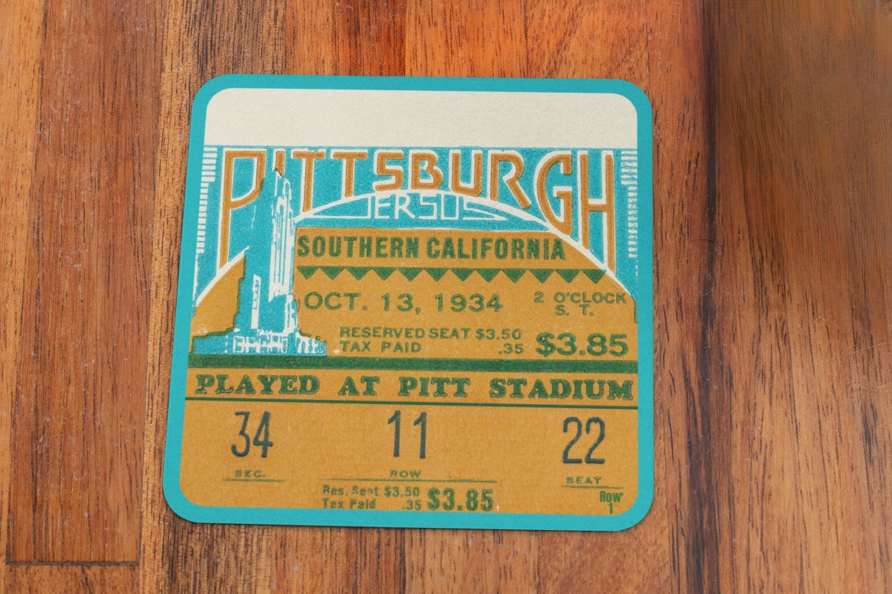 1934 Pittsburgh vs. Southern California Football Ticket Coasters