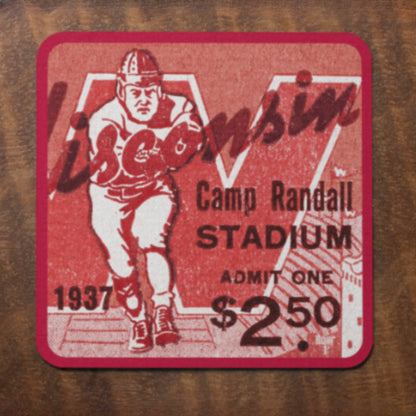 1937 Wisconsin Badgers Football Ticket Drink Coasters