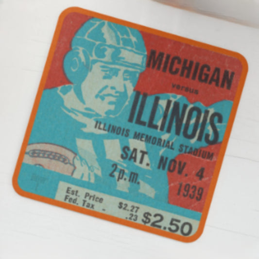 1939 Michigan Wolverines at Illinois Fighting Illini Ticket Coasters