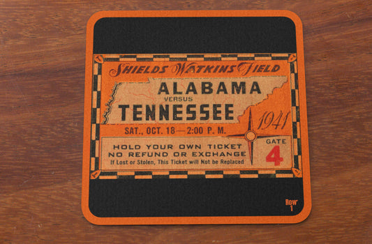 1941 Alabama vs. Tennessee Football Ticket Coasters