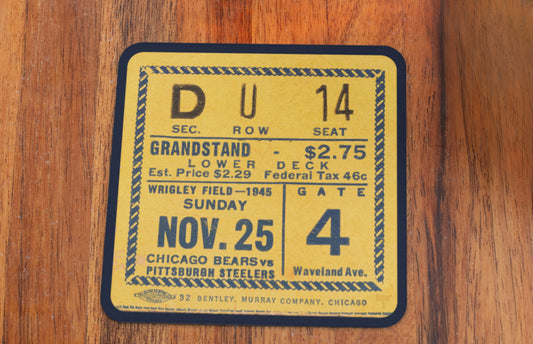 1945 Chicago Bears vs. Pittsburgh Steelers Football Ticket Drink Coasters | Row One Brand Vintage Ticket Stub Coasters