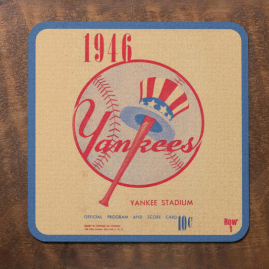 1946 New York Yankees Scorecard Birch Wood Coasters | Row One Brand Vintage Sports Drink Coaster Sets