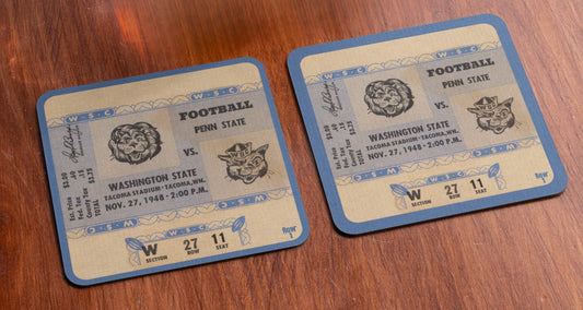 1948 Washington State vs. Penn State Football Ticket Coasters