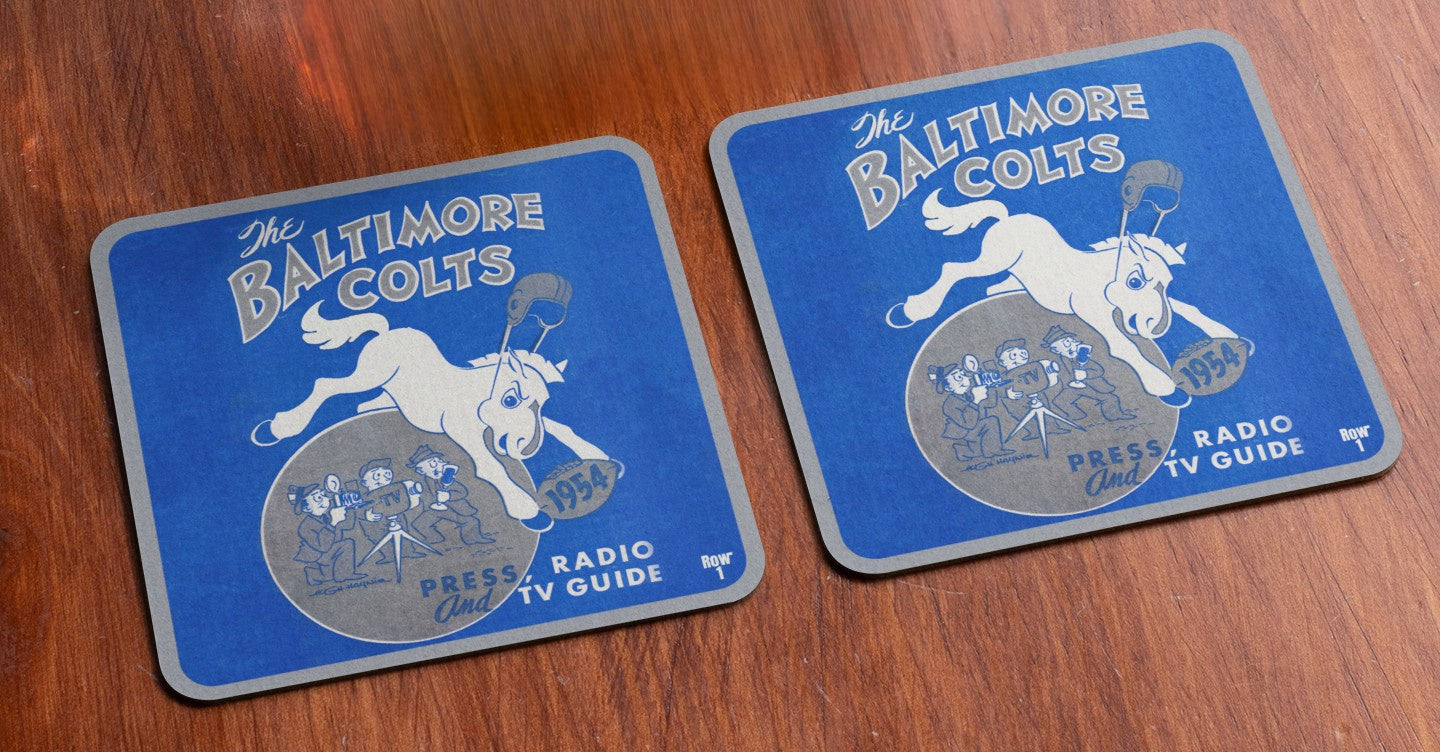 1954 Baltimore Colts Football Media Guide Art Coasters