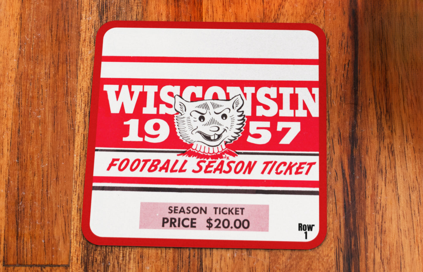 1957 Wisconsin Football Season Ticket Drink Coasters