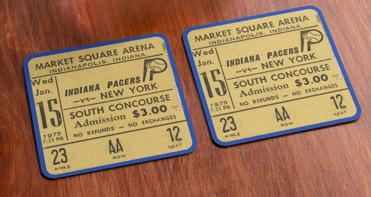 1975 Indiana Pacers Basketball Ticket Stub Drink Coasters