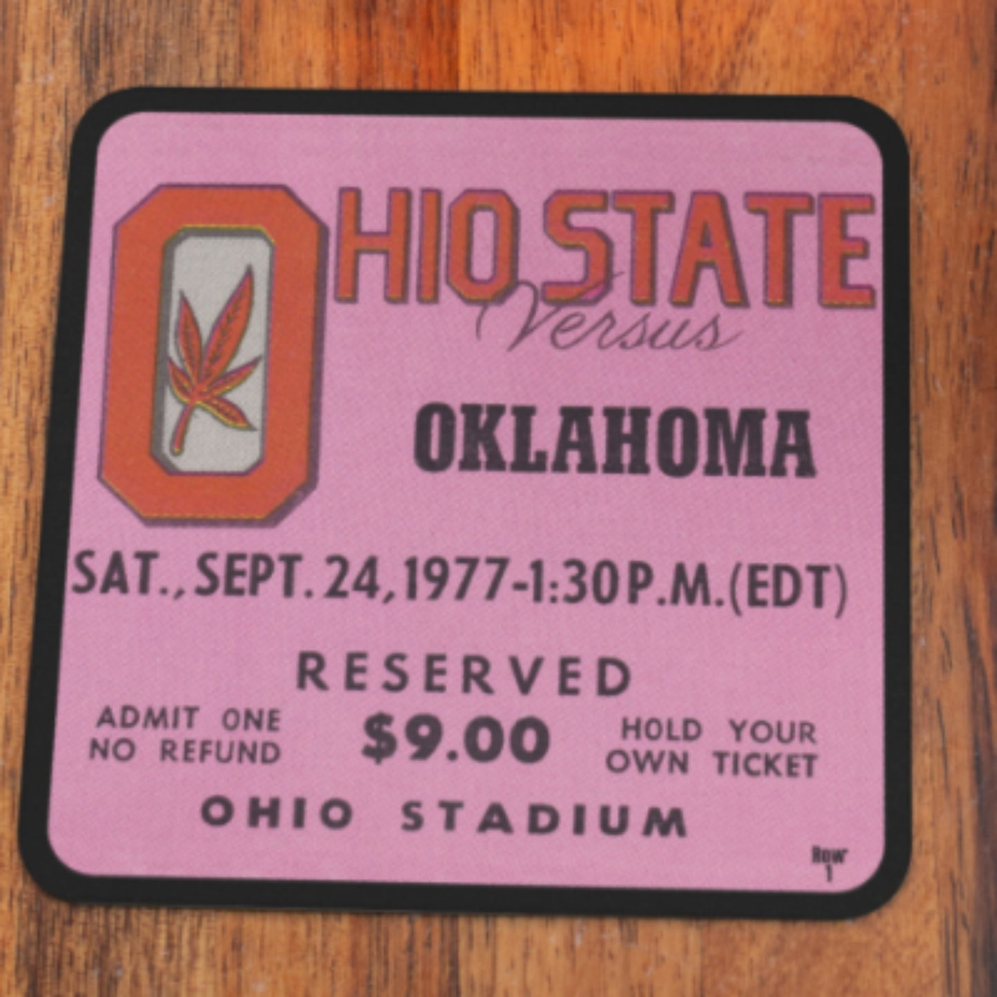 1977 Oklahoma Sooners at Ohio State Buckeyes Ticket Coasters