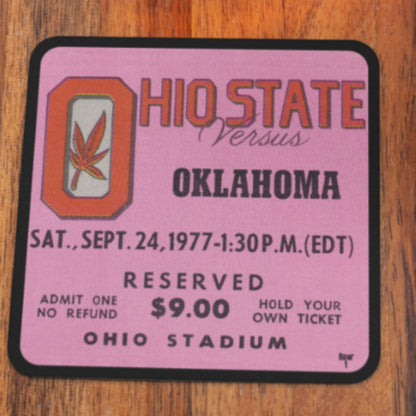 1977 Oklahoma Sooners at Ohio State Buckeyes Ticket Coasters