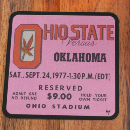 1977 Oklahoma Sooners at Ohio State Buckeyes Ticket Coasters