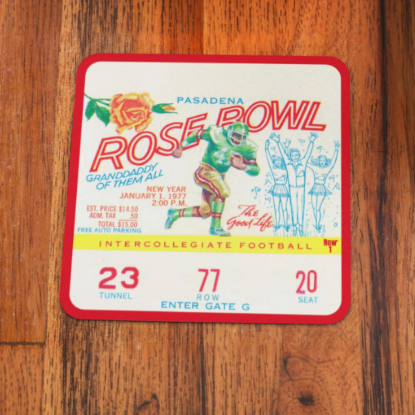 1977 Rose Bowl Football Ticket Coasters | USC vs. Michigan