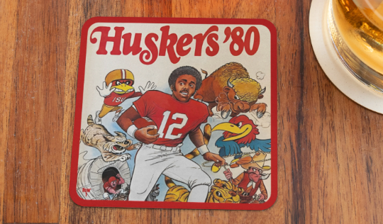 1980 Nebraska Football Art Drink Coasters | Father's Day Sports Gifts in 2024