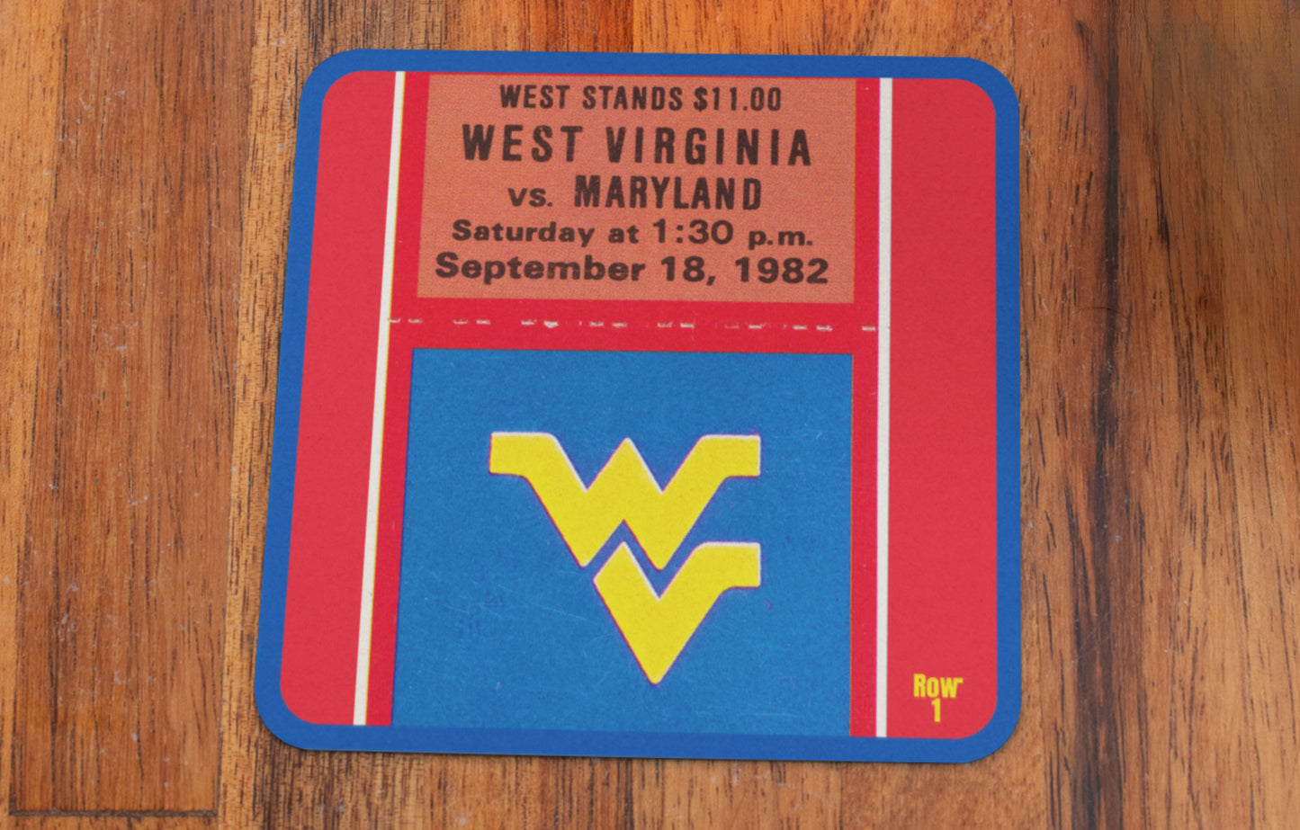 1982 West Virginia vs. Maryland Football Ticket Drink Coasters