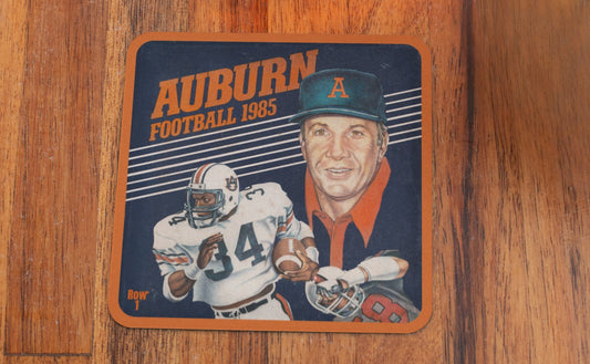 1985 Auburn Tigers Football Art Drink Coasters with Bo Jackson and Pat Dye Graphics | Row One Brand Throwback Sports Gifts