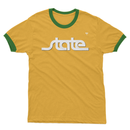 Throwback State Script Adult Ringer T-Shirt