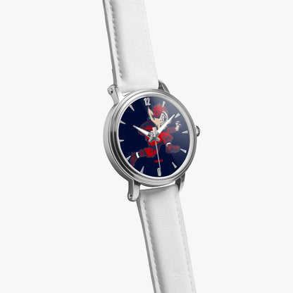 46mm Oversized Automatic Watch 1940s Vintage Football Cartoon Cat Running Back Art Watch Face with Leather Band