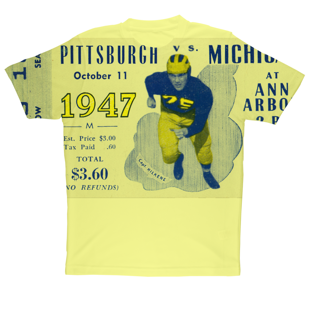 Ticket Stub Tees | Row One Brand Vintage 1947 Michigan Wolverines Football Ticket Stub Print Shirt