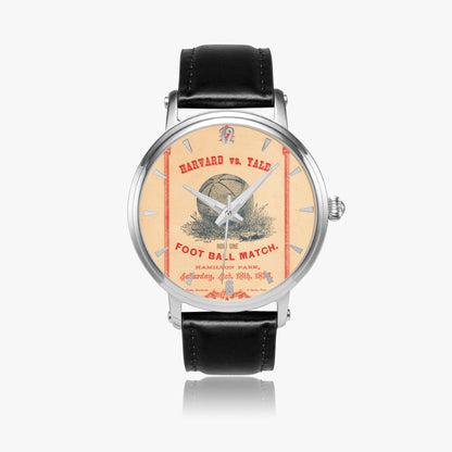Row One Brand vintage 1876 Harvard-Yale Watch with leather band with vintage football watch face graphics