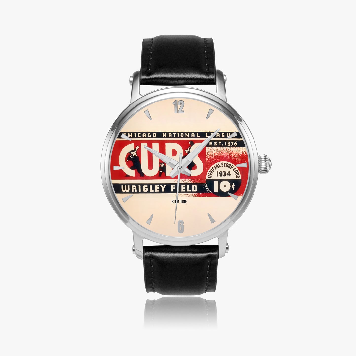 1934 Chicago Cubs Baseball Score Card Art Watch from Row One Brand with Black Leather Band