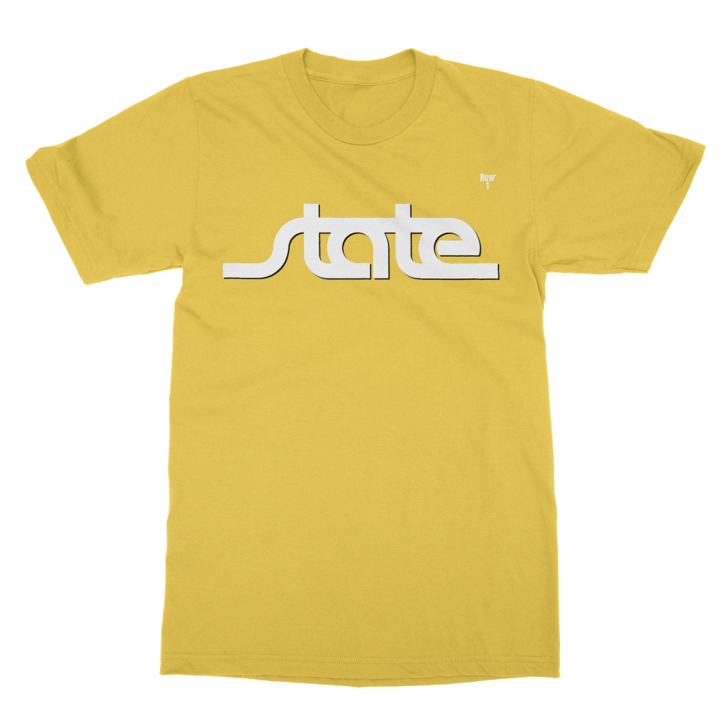 Row One Brand Throwback State Script Classic Adult T-Shirt