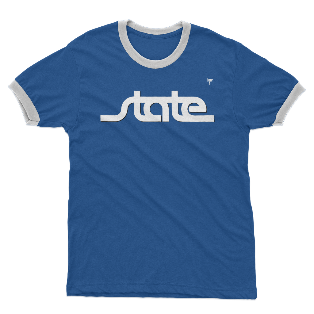 Throwback State Script Adult Ringer T-Shirt