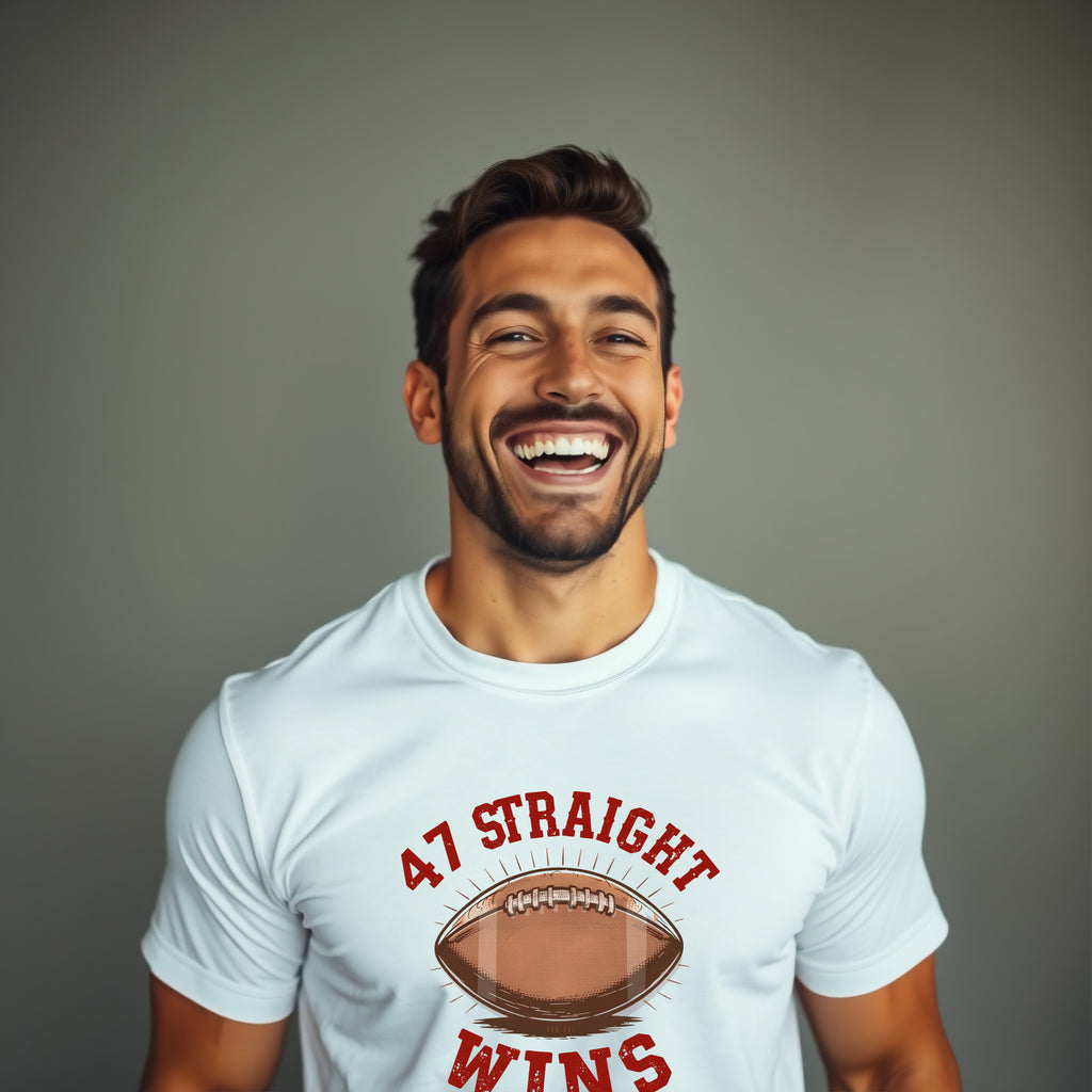 47 Straight Wins Football Tee | Row One