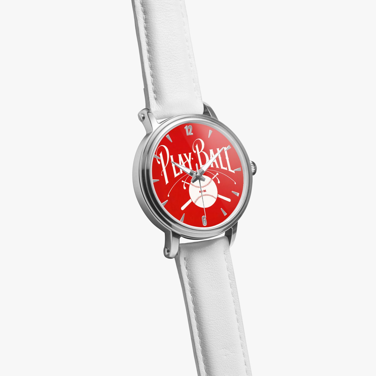 1918 Play Ball Baseball Art Watch with Red Face and leather band