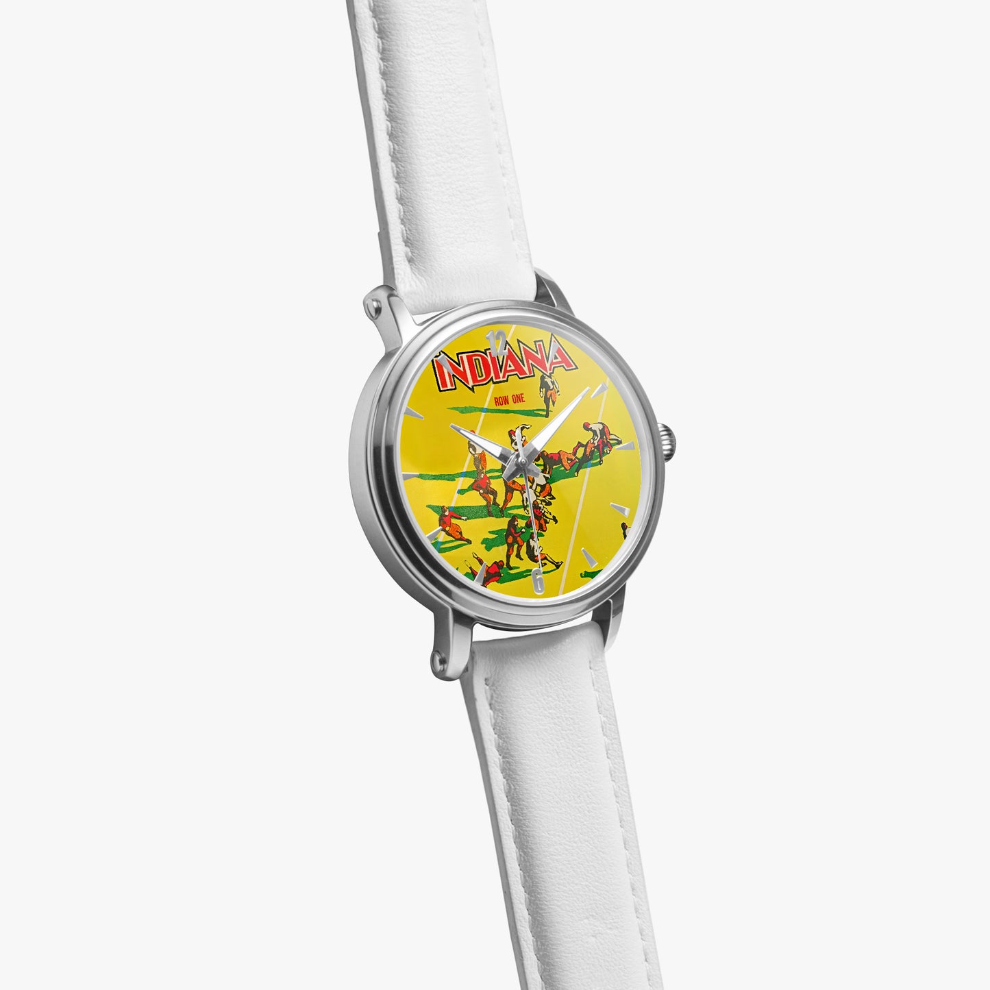 Vintage 1930 Indiana Hoosiers Football Program Cover Art Watch with white leather band