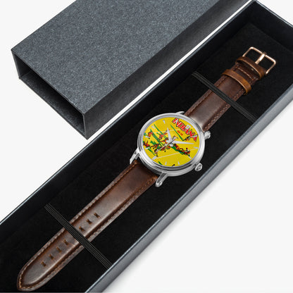 Vintage 1930 Indiana Hoosiers Football Program Cover Art Watch with brown leather band in box