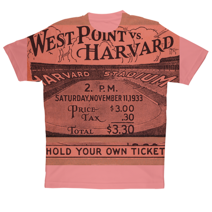 1933 West Point vs. Harvard Football Ticket Sublimation Performance Adult T-Shirt
