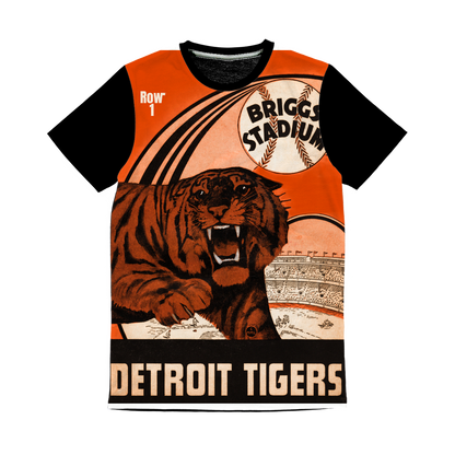 1939 Detroit Tigers Scorecard Cover Art Tee with Briggs Stadium and Tiger Graphics | Row One Brand | Historic Sports Apparel