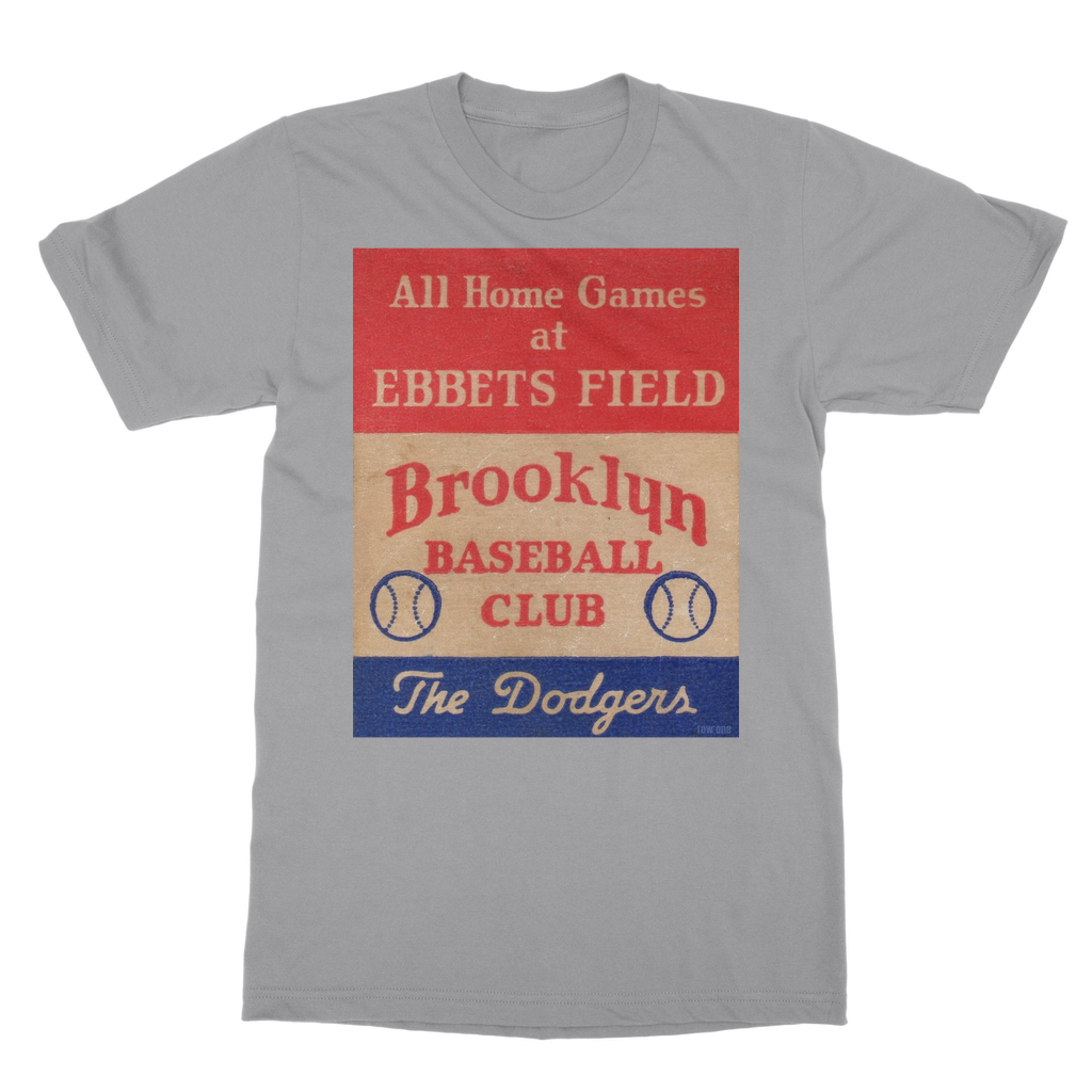 1939 Brooklyn Dodgers Baseball Club Art Tee | Row One Brand Vintage Sports T-Shirts with Historic Ornamental Graphic Designs Created from Real Sports Memorabilia