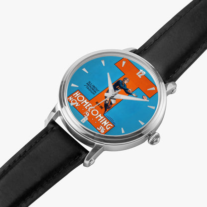 Row One Brand vintage Illinois football art watch with leather band