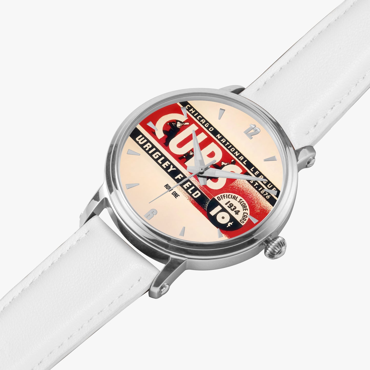 Close Up of Watch Face 1934 Chicago Cubs Baseball Score Card Art Watch from Row One Brand
